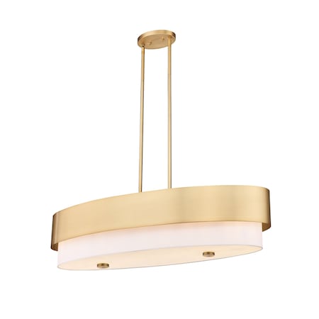 Z-Lite Counterpoint Linear Chandelier, 5-Light, 16 In.W x 42 In.L x 10.5 In.H, Modern Gold/White 495-42L-MGLD